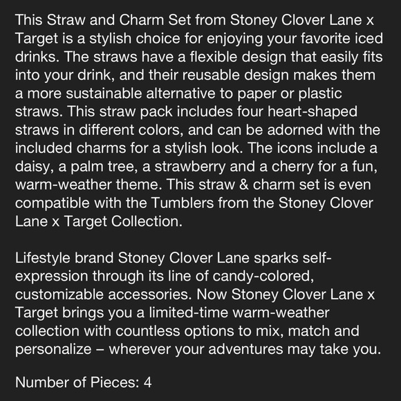 HP STONEY CLOVER LANE X TARGET NEW STRAW WITH CHARMS SET - Picture 4 of 4
